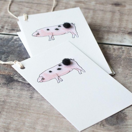 Gift Tags, with string - Gloucester Old Spot pig