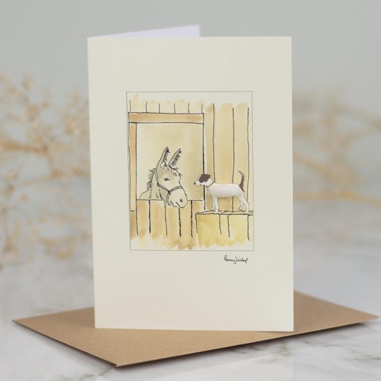 Jack Russell and donkey card