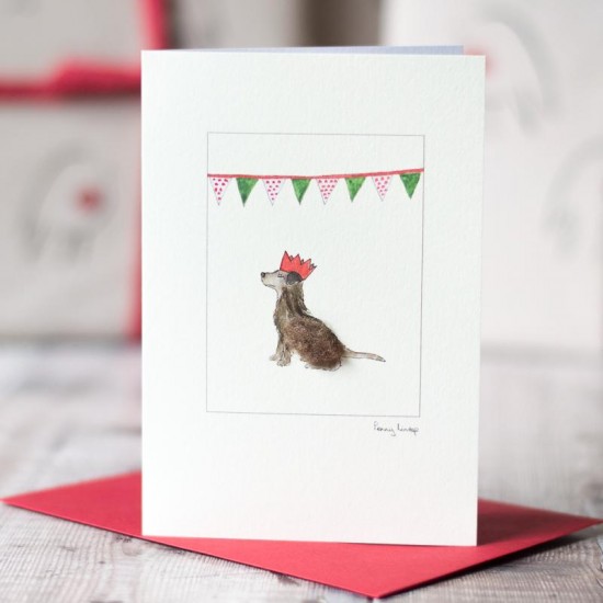 Party hat dog Christmas card