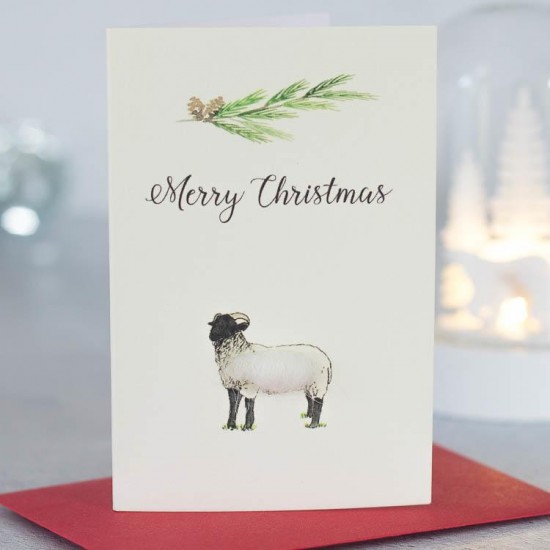 Mini Sheep and festive branch card