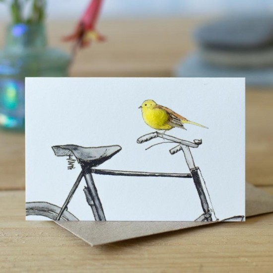 Mini Bird Yellowhammer and bicycle card