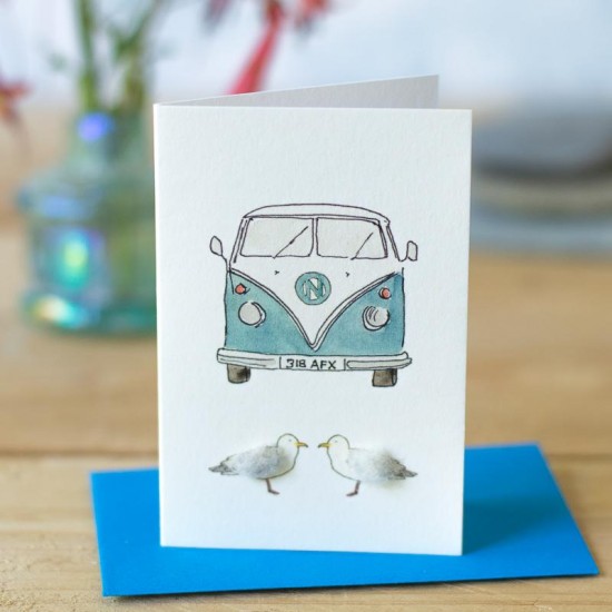 Mini Camper van and seagulls card