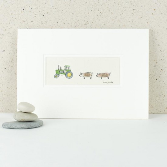 John Deere tractor and pigs print