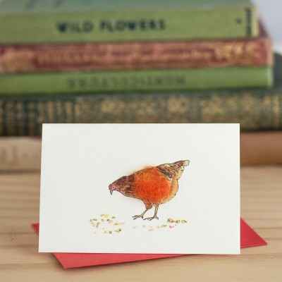 Mini Chicken pecking at grain card Mini Chicken pecking at grain card