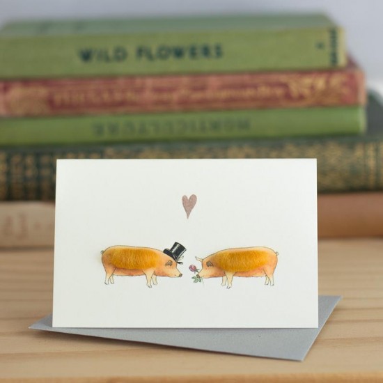 Mini Pig Tamworths in love card