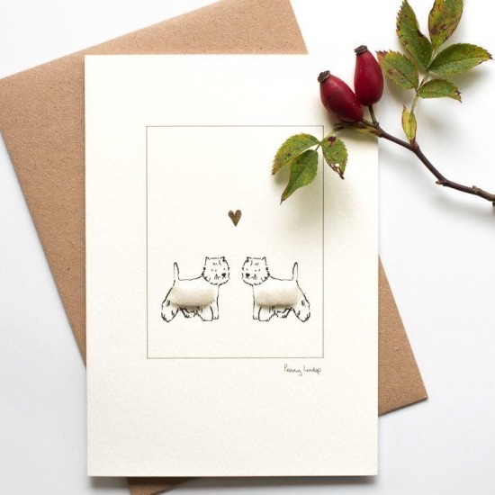 Westies in love card