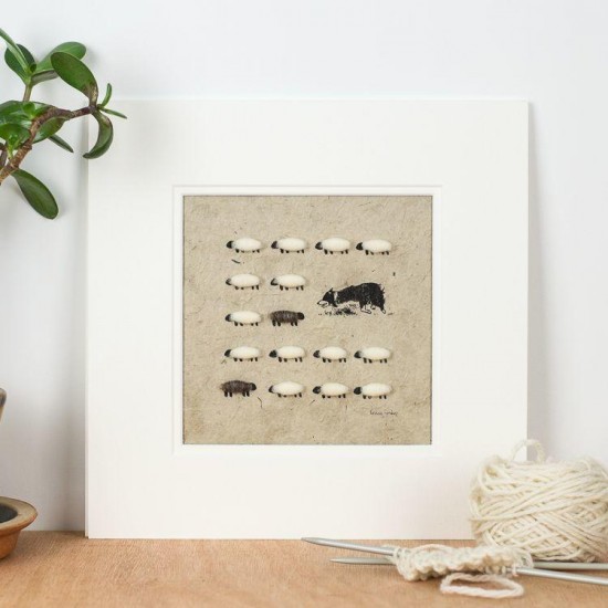 Collie herding sheep print