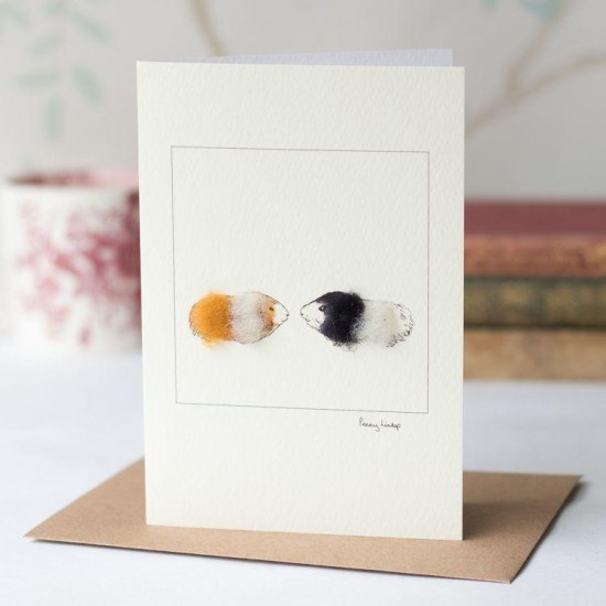 Guinea pigs card, ginger, brown and white