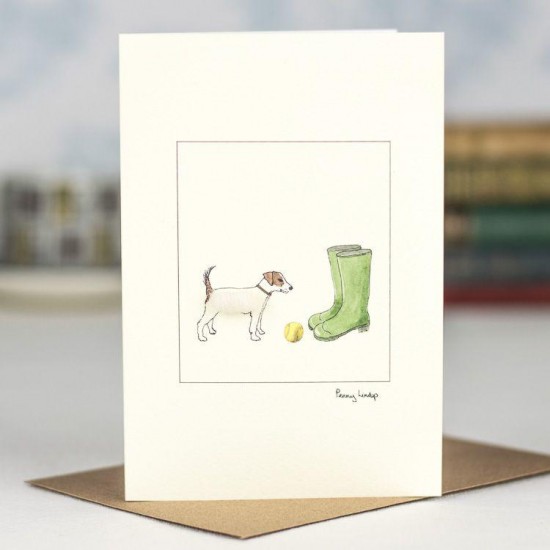 Jack Russell and wellies card