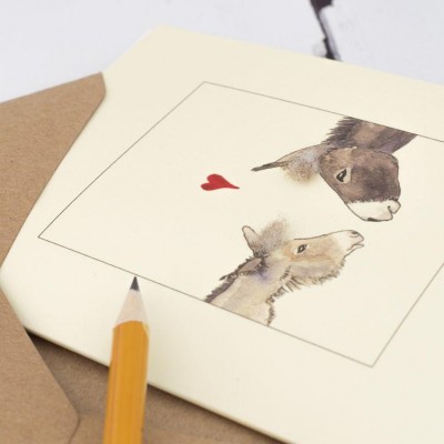 Donkeys in love card