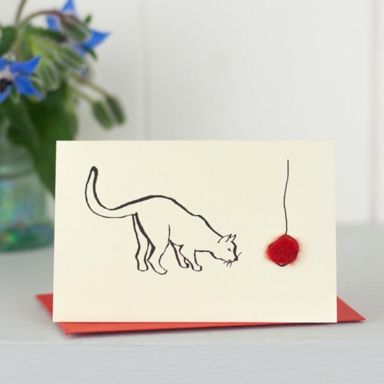 Mini Cat with red ball card