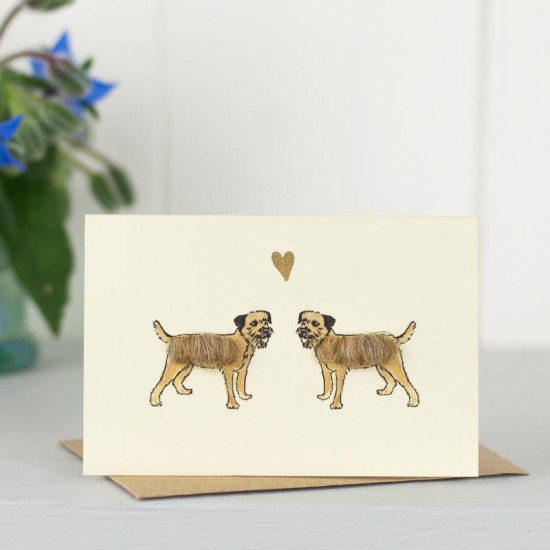 Mini Border Terriers in love card