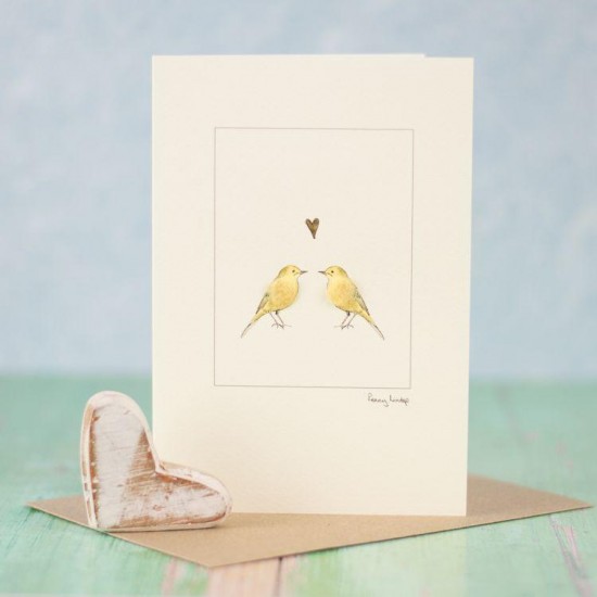 Yellow wagtails in love card