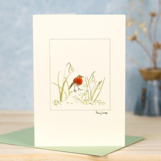 Snowdrop and robin card