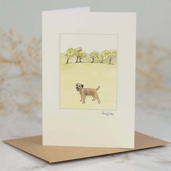 Border terrier by 6 trees card Border terrier by 6 trees card