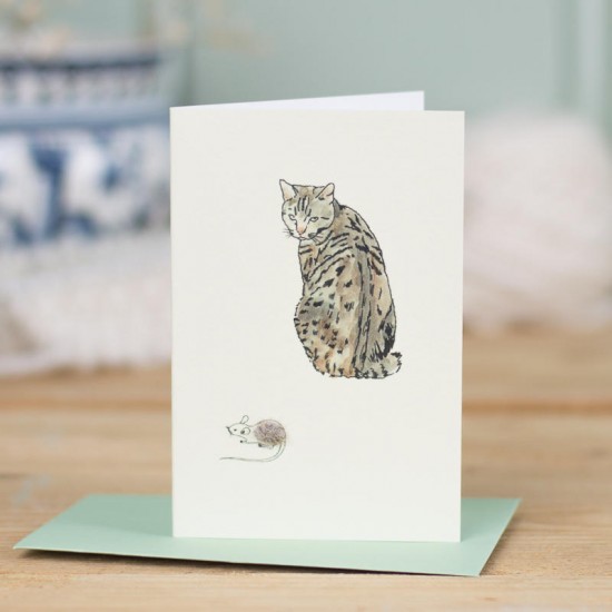 Mini Cat Tabby and mouse card