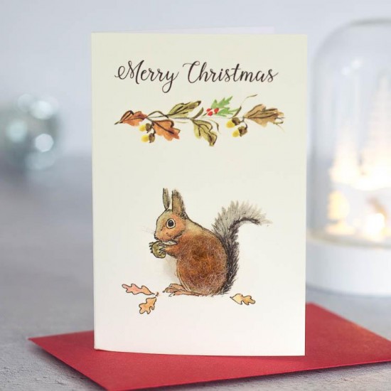 Mini Squirrel and festive branch card