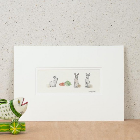 3 Rabbits and carrots print