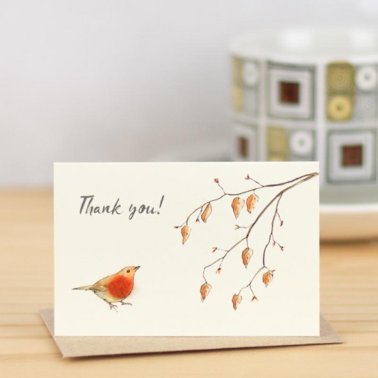 Mini Bird Robin Thank You card