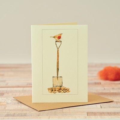 Robin on a spade card