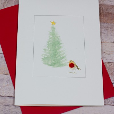 Robin and Christmas Tree Robin and Christmas Tree