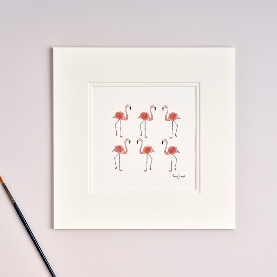 6 Flamingos print