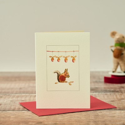 Squirrel and acorns Christmas card