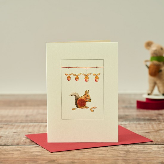 Squirrel and acorns Christmas card