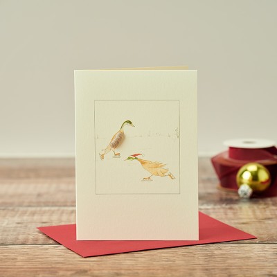 Ice skating Ducks Christmas card