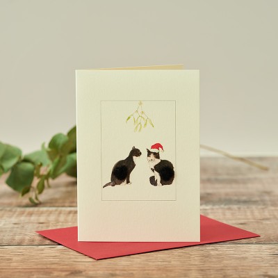 Black and white cats Christmas card