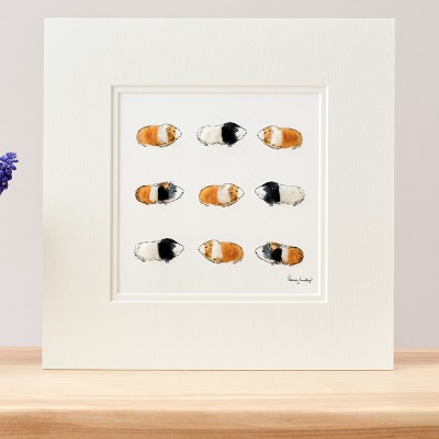 Guinea pigs-ginger, black and white print