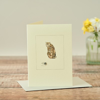 Cat tabby and mouse card