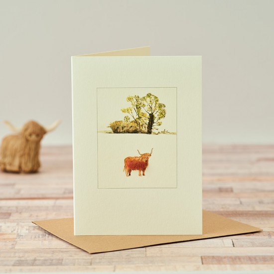 Cow Highland with oak tree card