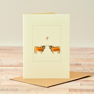 Cows highland in love card