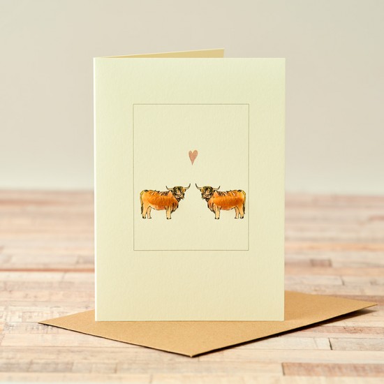 Cows highland in love card