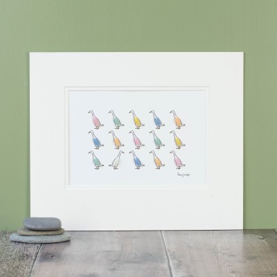 Ducks Indian Runner pastel coloured print