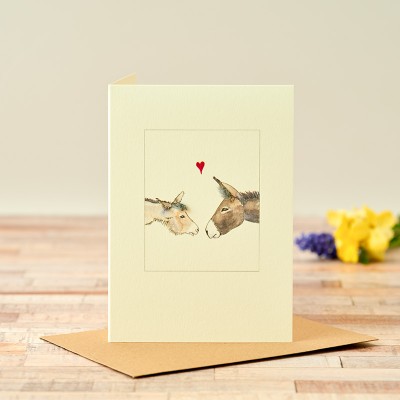 Donkeys in love card