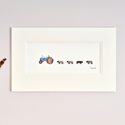 Old Blue Ford Tractor and Sheep print