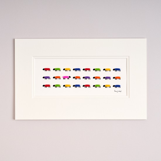 3 Rows of Bright Sheep print