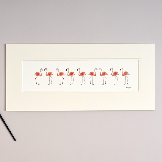 Long Row of Flamingos print Long Row of Flamingos print