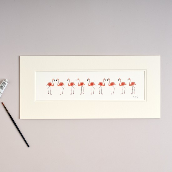 Long Row of Flamingos print Long Row of Flamingos print