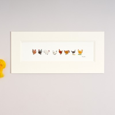 Long Row Of Assorted Chickens print