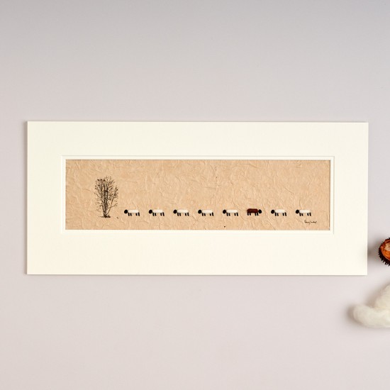 Long Row of Sheep and Beech Tree print