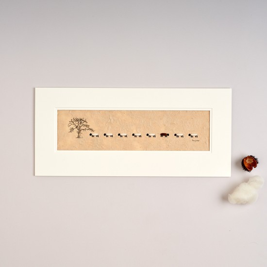 Long Row of Sheep and Derby Tree print