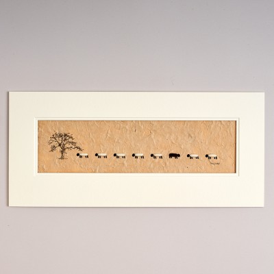 Long Row of Sheep and apple tree print
