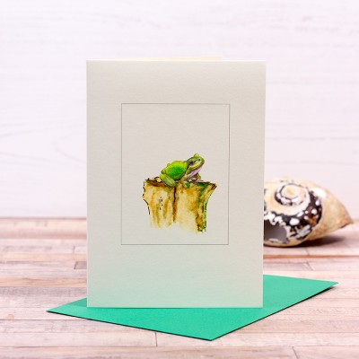 Frog on a tree stump card Frog on a tree stump card