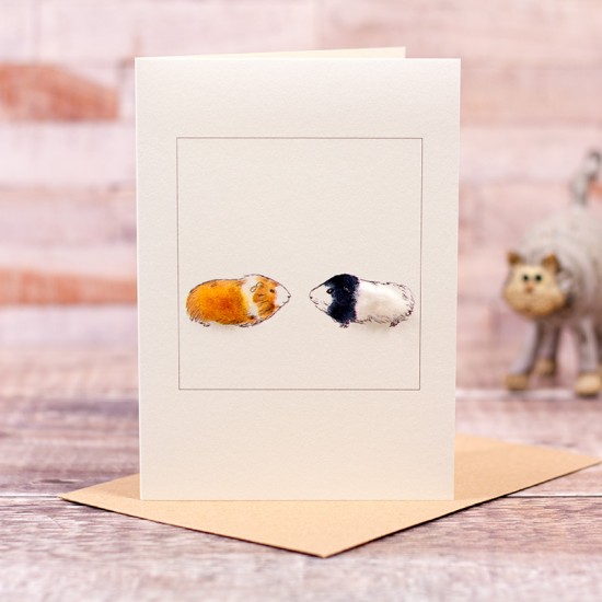 Guinea Pigs card, ginger, black and white