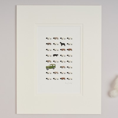 Limited Edition Print Of Sheep, Collie And Landrover print Limited Edition Print Of Sheep, Collie And Landrover print