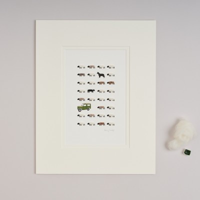 Limited Edition Print Of Sheep, Collie And Landrover print Limited Edition Print Of Sheep, Collie And Landrover print
