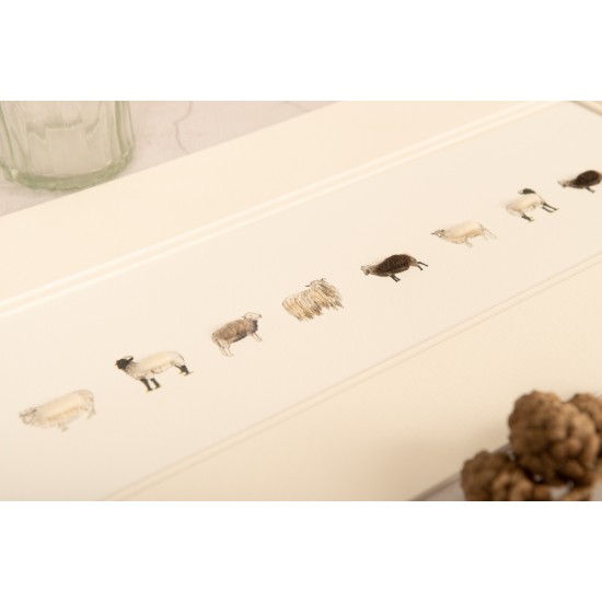 Long row of rare breed Sheep